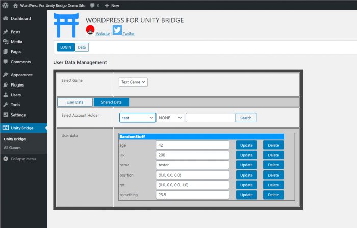 WordPress For Unity Bridge : Data extension